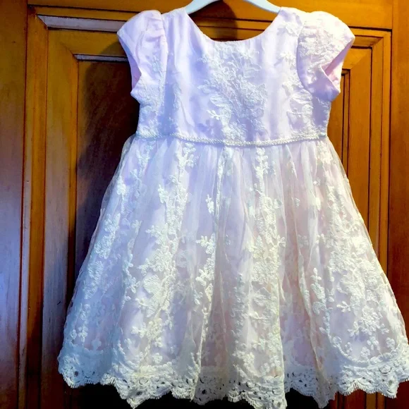 white lace dress 3t Vintage White Lace Drop Waist Dress Baby Girl Size 3T